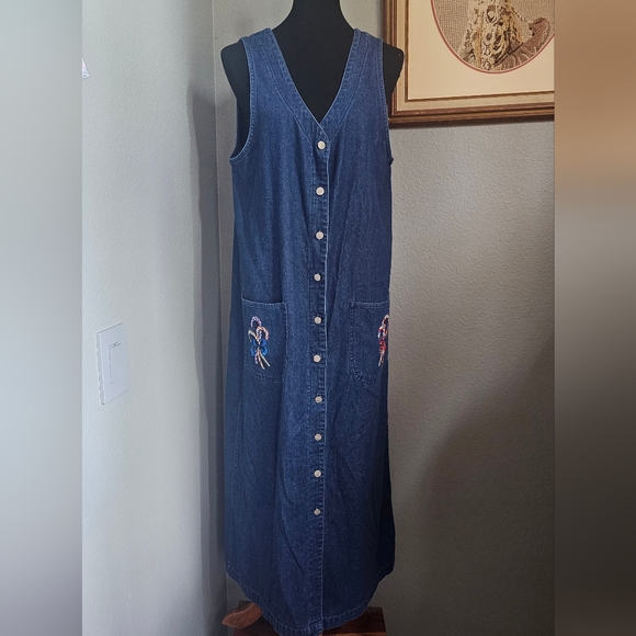 Candy cane denim maxi dress size 14 - Picture 1 of 9